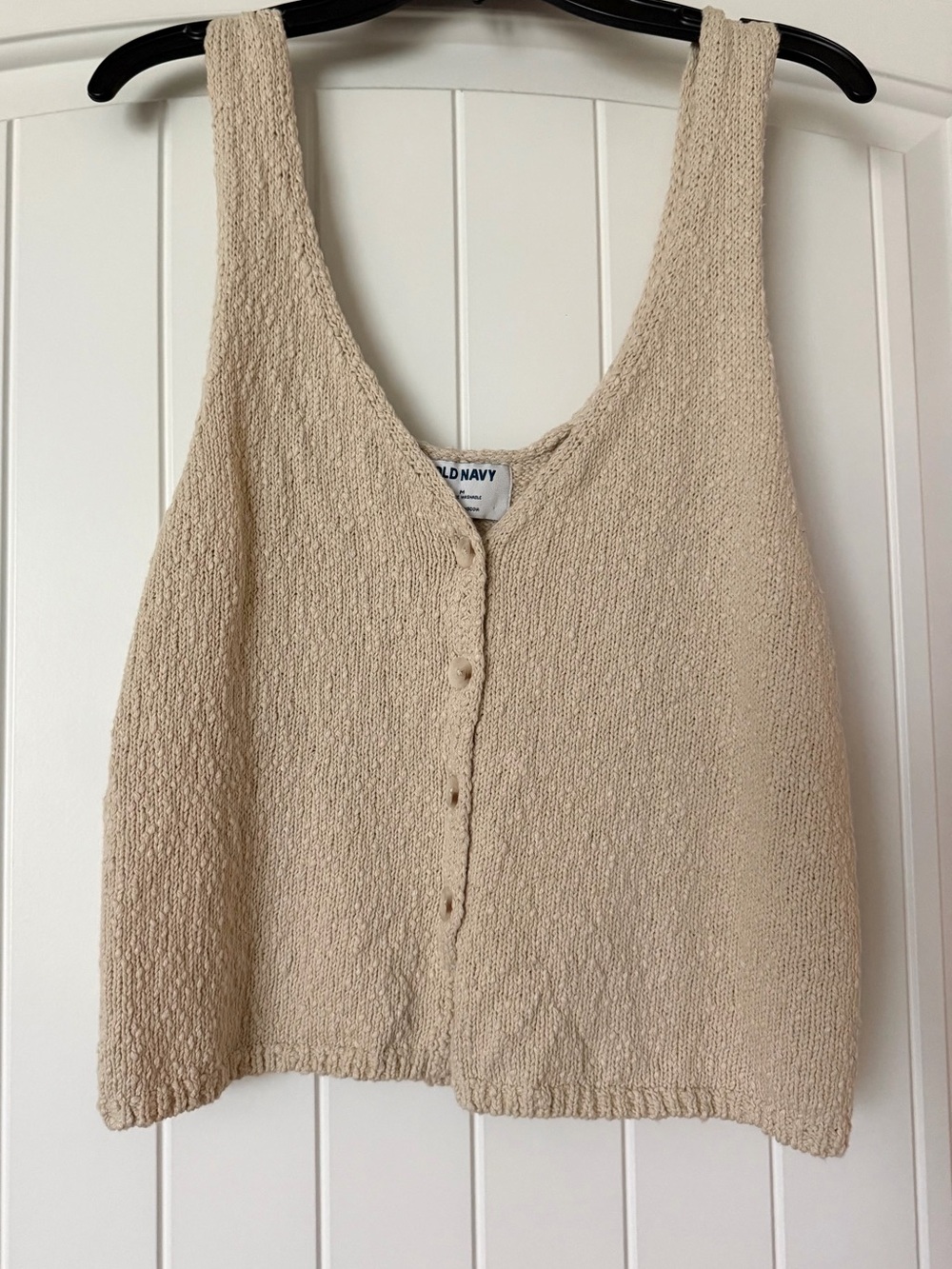 Old Navy Cream Button-Front Knit Tank Top